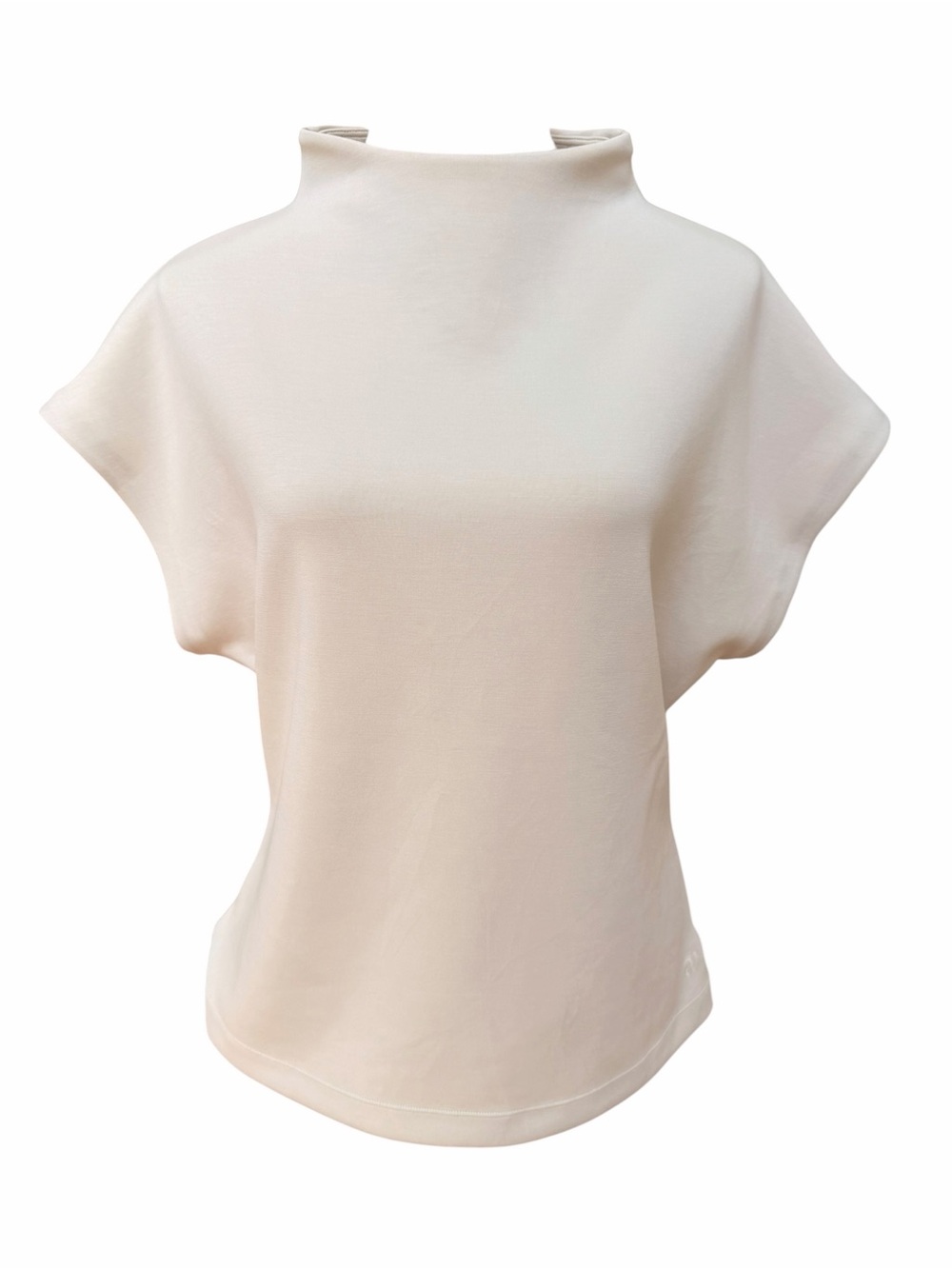 ADAY Large Mock Neck Top Cream Sand TSS-SND-40LG Cap Short Sleeve Blouse